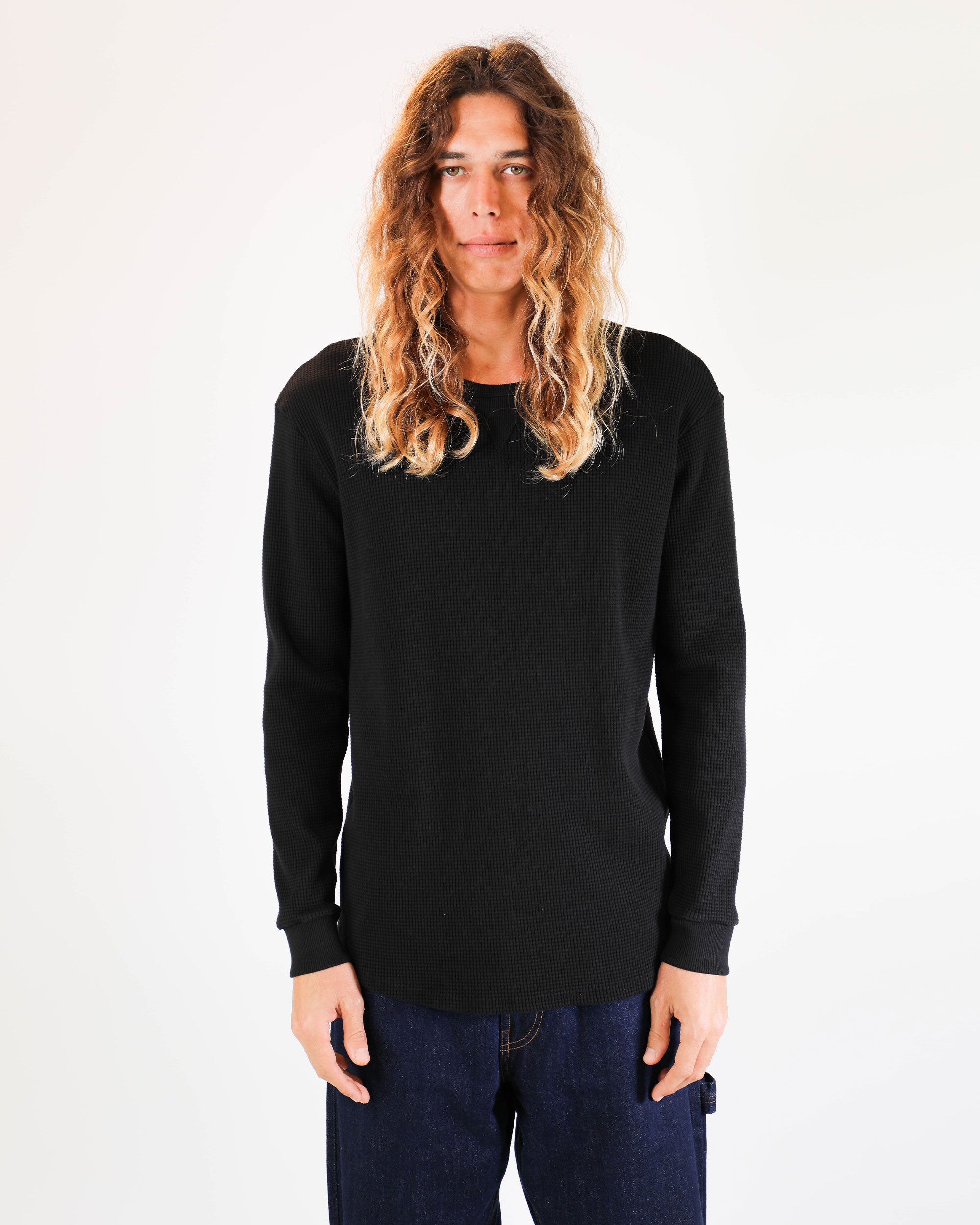 トップス RATS WAFFLE THERMAL /BLACK/M Waffle Knit Thermal Black – MONADIC