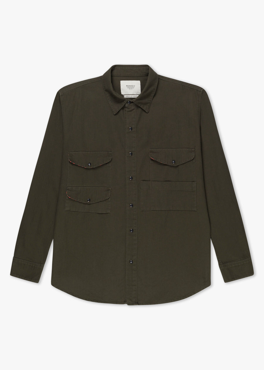 Cahill LS Olive Herringbone