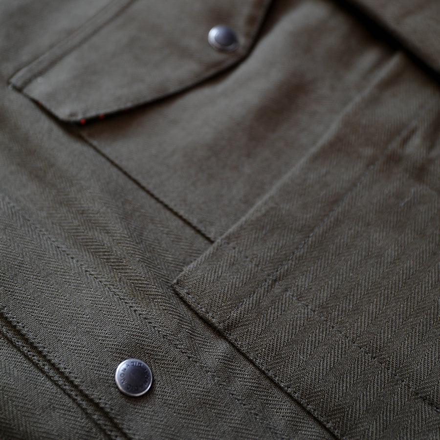 Cahill LS Olive Herringbone