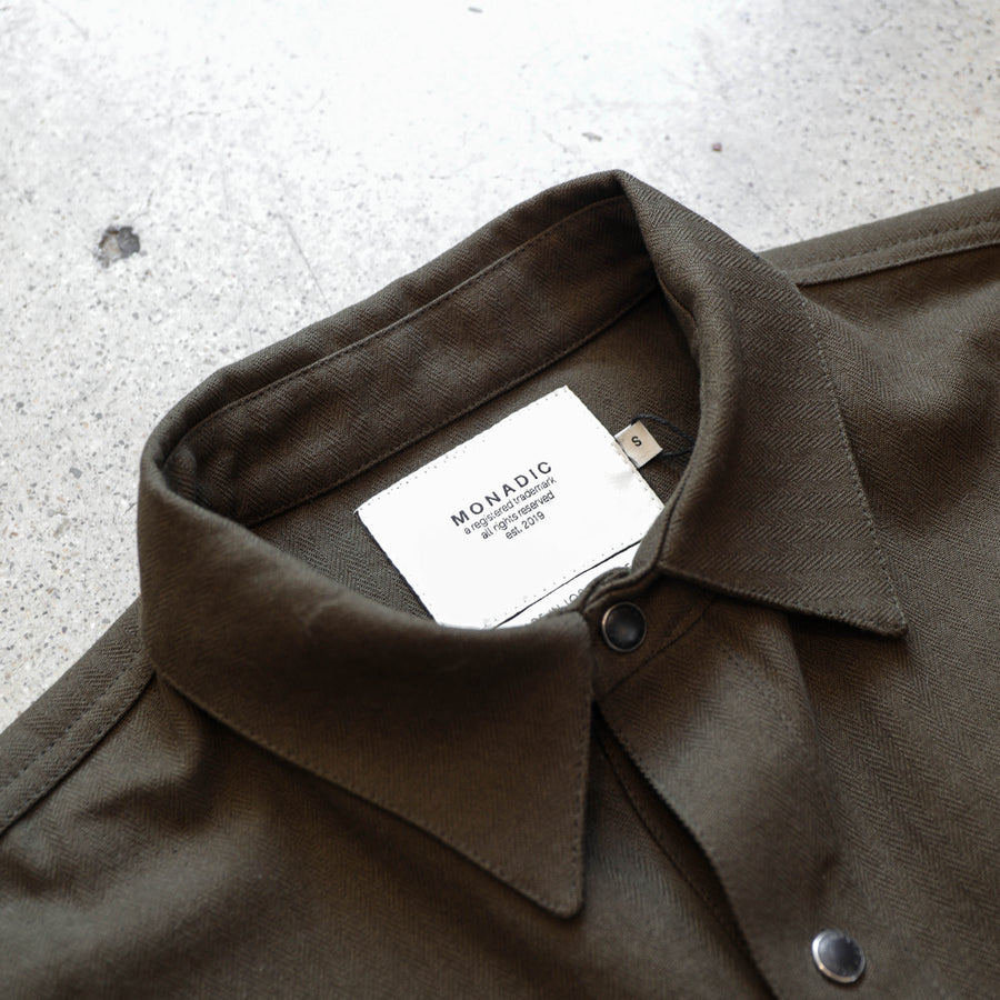 Cahill LS Olive Herringbone